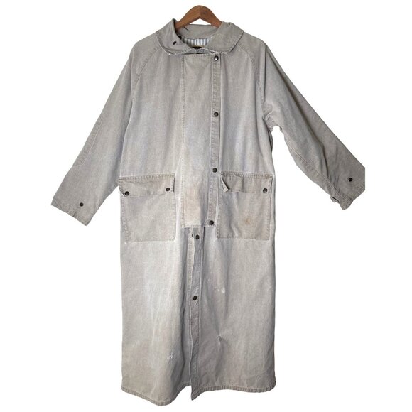 The Australian Outback Collection Duster Long Coat Khaki Washed Snap Size Medium - Picture 1 of 16